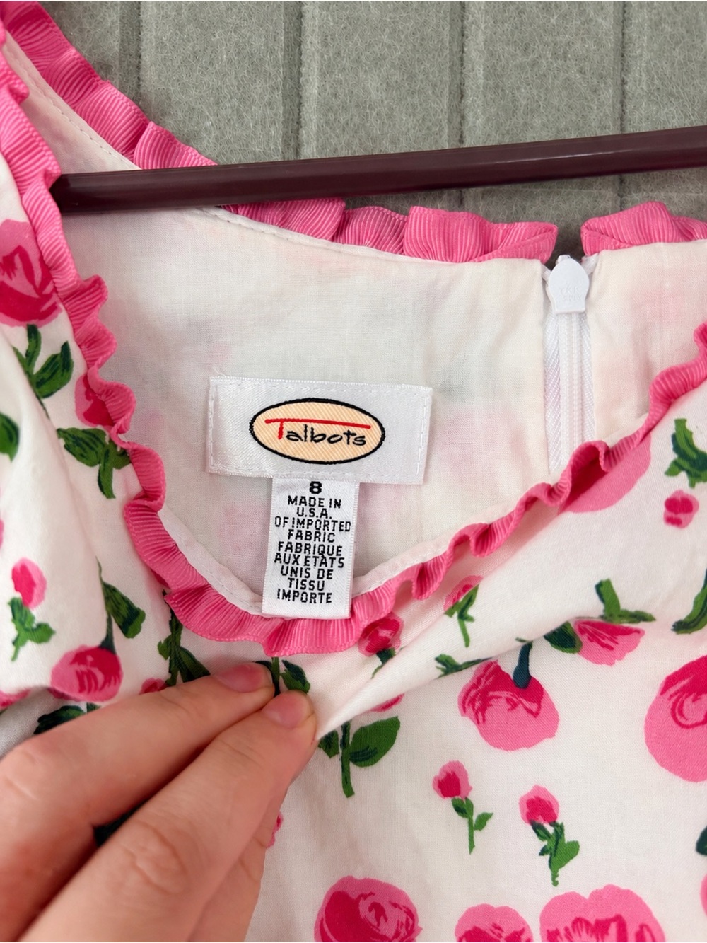 Vintage Talbots Floral Fit & Flare Dress Size 8 Pink Rose Print Cottagecore - Picture 2 of 3